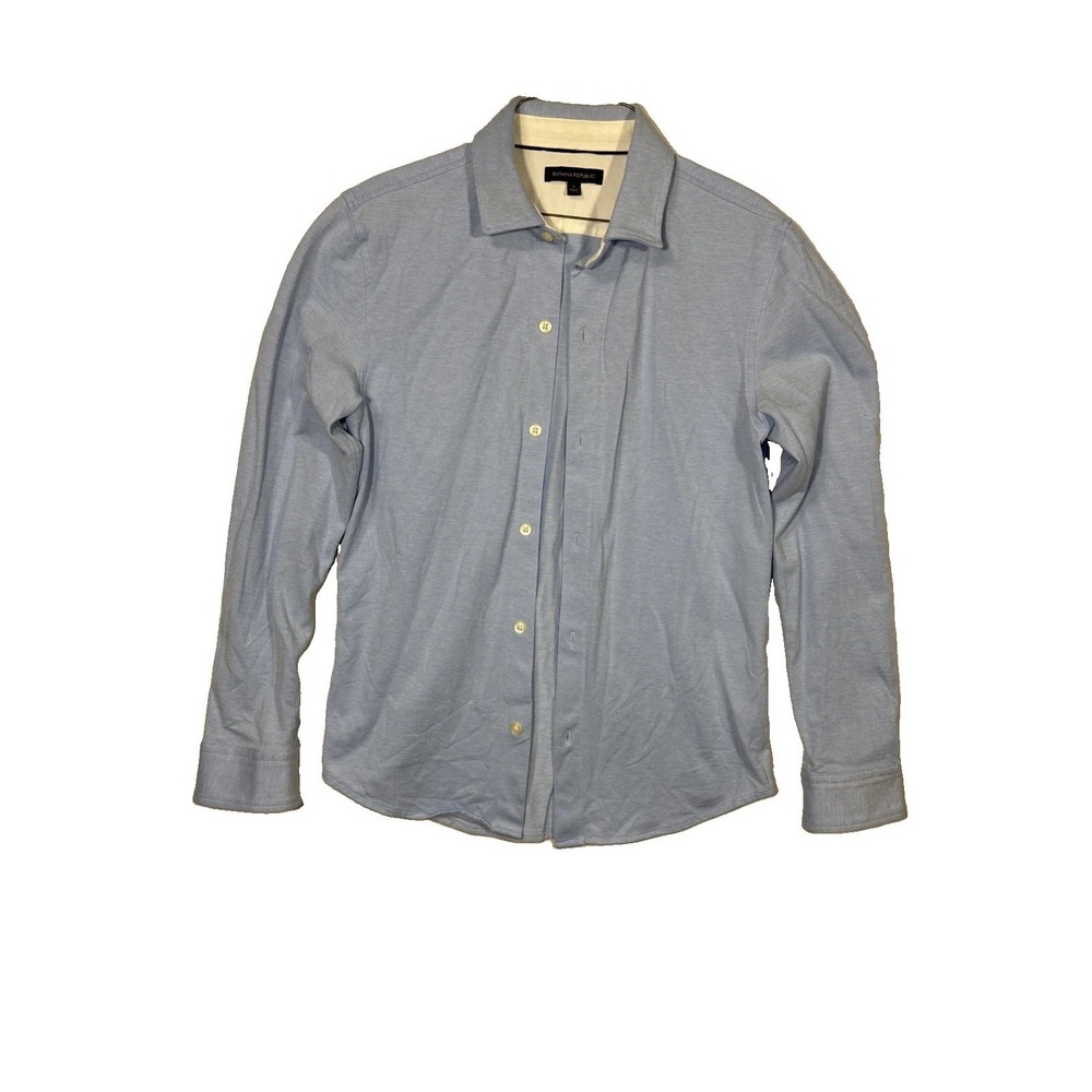 Banana Republic Mens Slim Fit Button Up Shirt Blue Geometric Long Sleeve S